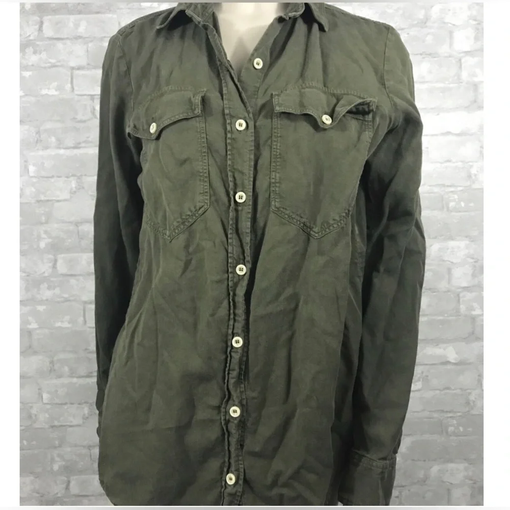 Athleta Soft Long Tab Sleeve Button Shirt